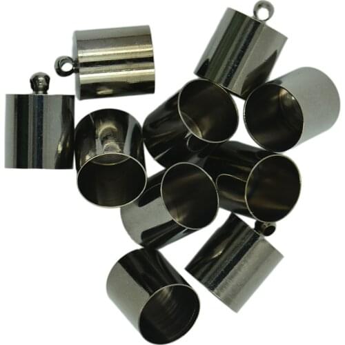 10Pcs 10mm Brass End Cap Kumihimo Rattail Cord DIY Jewelry Making Metalic Brass End Caps Jewelry Findings Black