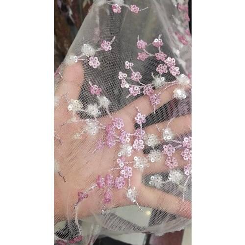 Good looking Embroidered Tulle Fabric Nigerian Lace Fabric J-3211 with sequins good quality