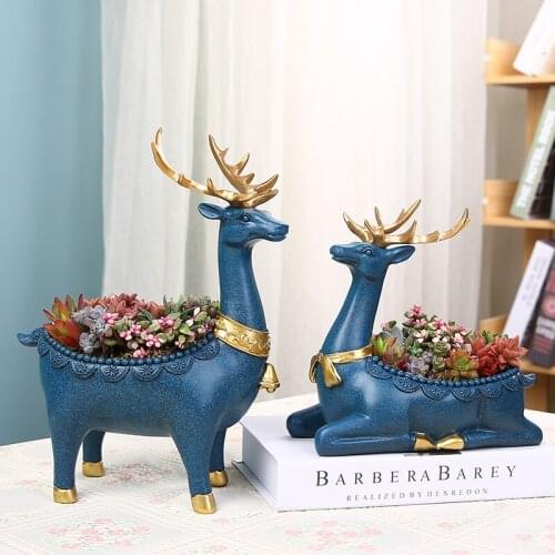 Creative Resin Crafts Fawn Vase Arrangement Plant Flower Pot Desktop Decoration Home Jewelry Sculpture Ornaments