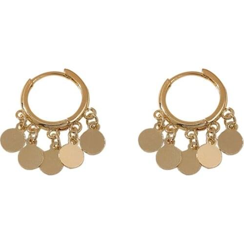 Round Curved Dangle Earrings For Women And Girls Gold Fashion Matte Paint Discs Drop Statement Jewelry Gift