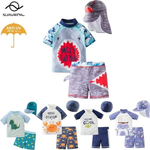 Swimsuit Kids 3 Pieces Swimming Suit for Boy UPF50 Anti UV Swimwear for Boys 2021 New Toddler Baby Bathing Suit Beach Rash Guard