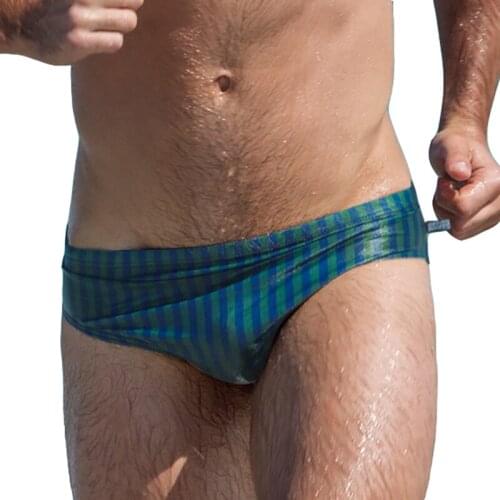 New Swimwear Men Swimsuits Bikini Low Waist Swimming Briefs Sexy Mens Striped Beach Swim Surfing Shorts Sunga Man Plus Size