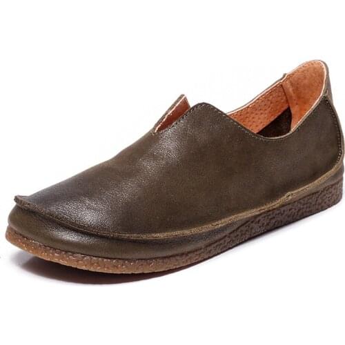 Womens Casual Shoes Genuine Leather Loafers Non-slip Solid Color Shoes Ladies Driving Mamas Footwear Women zapatos de mujer