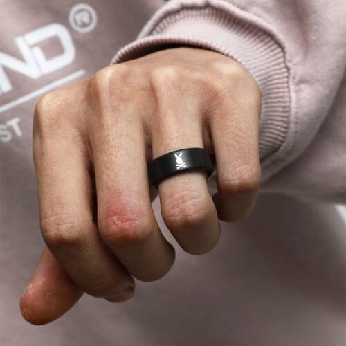 MOREDEAR 8mm 316 Titanium Ring Black for Men and Star Ring