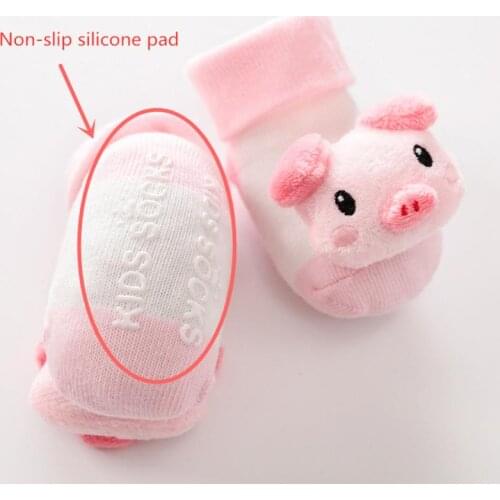 Cartoon Baby Anti-Slip Socks Shoes Newborn Infant Rattle Cute Autumn Floor First Walkers Booties Cotton Doll Warm Socks
