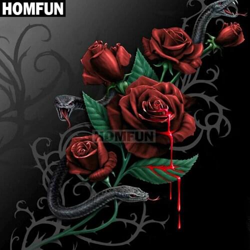 HOMFUN Full Square/Round Drill 5D DIY Diamond Painting "Rose & Snake" 3D Embroidery Cross Stitch 5D Decor Gift A01204
