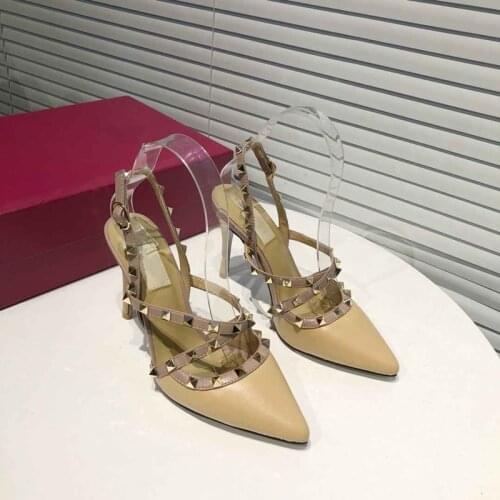2021 Summer New Fashion Ladies Leather High-heeled Sandals Pointed Toe Stilettos