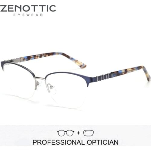 ZENOTTIC Titanium Ultralight Alloy Prescription Glasses for Women Square Myopia Half Frames Male Business Style Optical Glasses