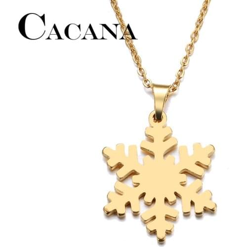CACANA Stainless Steel Necklace For Women Man Lovers Snow Gold And Silver Color Pendant Necklace Engagement Jewelry