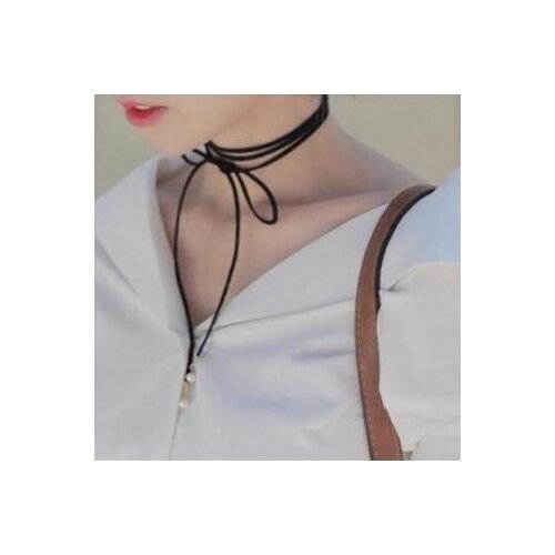 Na631 Stylish simplicity Imitation Pearl Necklace Black Velvet Leather rope Freedom can be adjusted Chokers Necklace