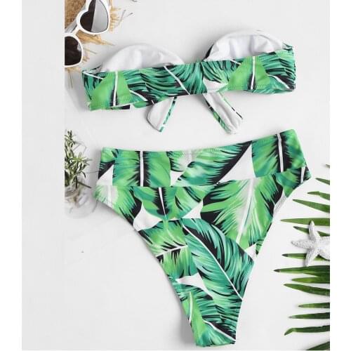Sagace womens sexy printed Bikini Swimsuit green tight swimsuit stretch split swimsuit beach wear seaside resort swimsuit