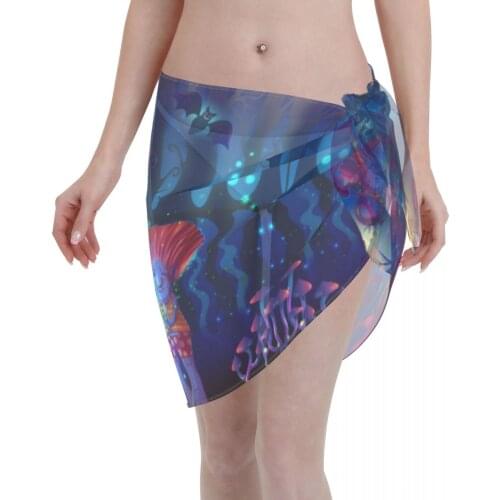 Sexy Beach Swimwear Pareo Scarf Cover Up Wrap Kaftan Sarong Beach Wear Dark Magic Enchanted Forest Bikinis Cover-Ups Skirts