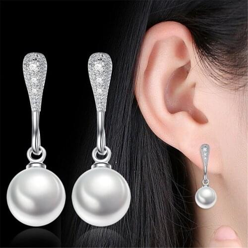 SHQIYAYI Simulated Pearl Earrings For Women CZ Crystal Zircon Girls Korean Jewelry Accessories Anti Allergy 108