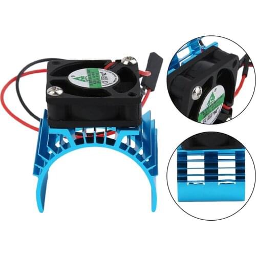 Blue RC Parts Electric Car Brushless Motor Heatsink Cover + Cooling Fan For 1:10 HSP RC Car 540 550 3650 Size Motor Heat Sink