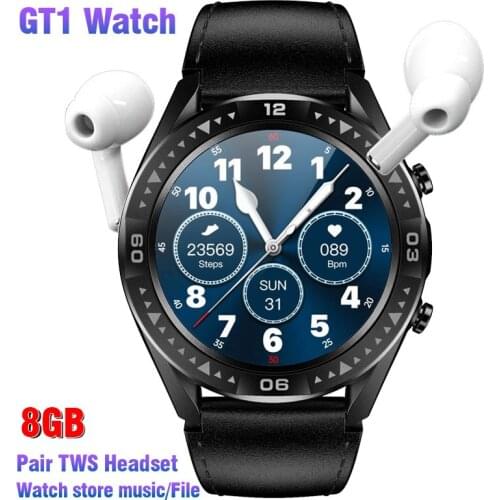 8GB GT1 Smart Watch Men Pair TWS Headset Call Smartwach Fitness Sport Android IOS For Xiaomi Apple Huawei Samsung Watch 3 Women