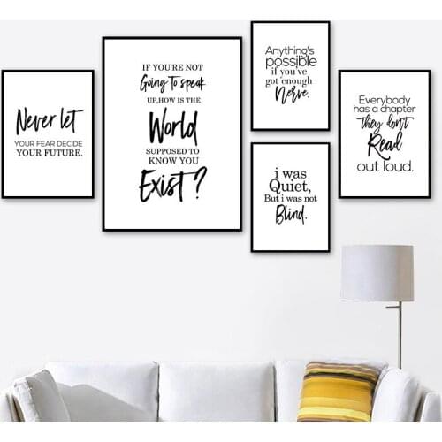 Modern Black White Wall Canvas Painting Prints Motivation Quotes Art Poster Wall Picture For Living Room Office Home Decor TB31