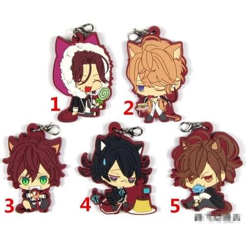 T1422 Anime DIABOLIK LOVERS rubber Keychain Key Ring Rare straps Cosplay