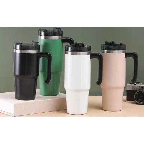 Creative Fashion Stainless Steel Vacuum Flask Handle Ice Master Mug Beer Mug Double Simple Straw Coffee Car Portable Water Cup