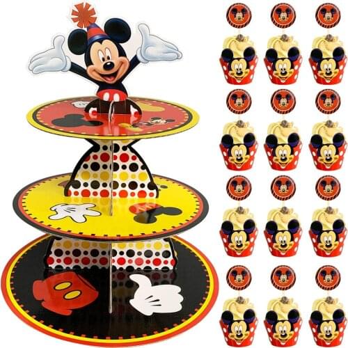 Happy 1st Birthday Black Mickey Mouse Cake Topper 1 One Year Old Party Decorations Supplies for Baby Boys Girls favor