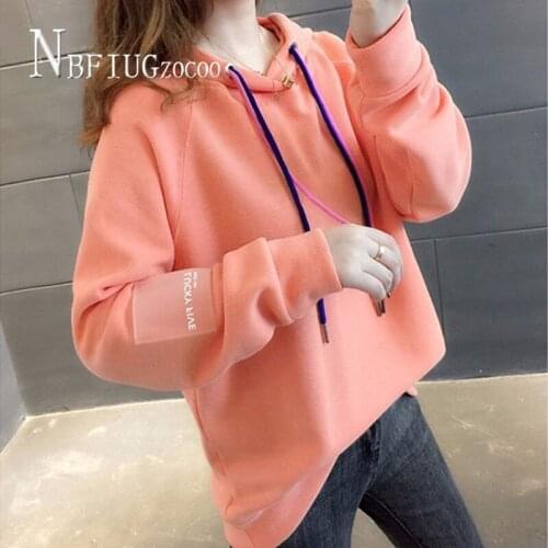 2020 Spring Autumn Korean Loose Hooded Women Sweatshirts Drawstring Female Sweatshirt Tops