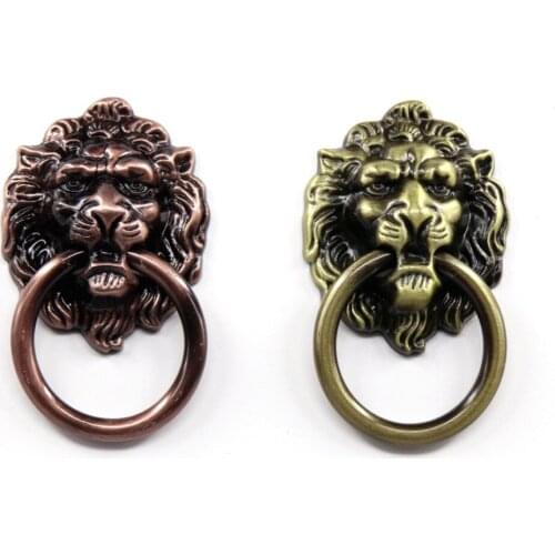 Vintage furniture knobs Cupboard door Drawer Dresser Pull Handles Rings Antique Bronze Lion Head Cabinet Knob Handle