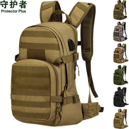 Waterproof Nylon 1000D Riding Outdoor Military Molle Backpack Daypack Riding Travel Laptop USB jack 25L Bag Rucksack Knapsack