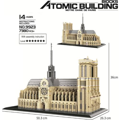 Disney Mickey Around the World building block Classic France Cathdrale Notre-Dame de Paris model brick educational toy nanobrick