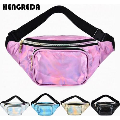 Holographic Fanny Pack for Women Shiny Waist Bag Men Hologram Hip Bum Bag Laser Chest Pocket with Adjustable Strap for Party