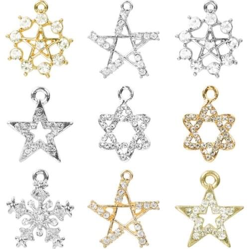 25*23mm Alloy Star Charms Silver Crystal Star Pendant Charms for DIY Necklace Bracelet Jewelry