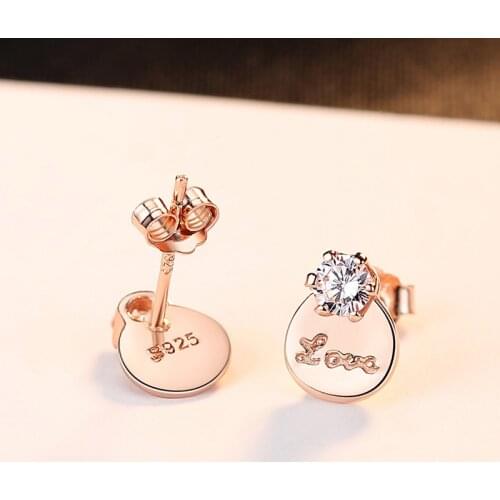 BAFFIN Real 925 Silver Round Stud Earrings Love Letters Jewelry For Women Piercing Party Wedding Made With Austria ELEMENTS