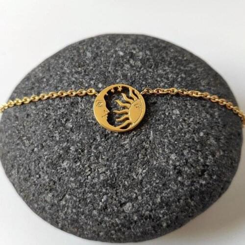 Vintage Moon and Sun Necklaces For Women Bohemian Jewelry Stainless Steel Rose Gold Disc Pendants Necklaces Collares Mujer BFF