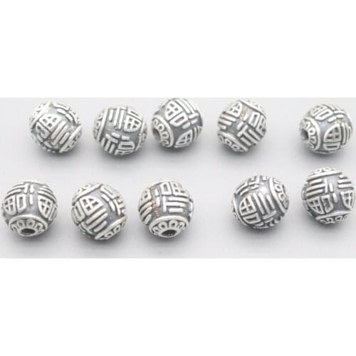 1pcs S999 Pure Silver Retro Taiyin 3D Hard Real Silver Blessing Bless Attract 11mm Bead Red Rope Womens Bracelet Accessories