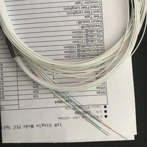 10pcs/lot 1x2 1x4 1x8 1x16 fiber optic PLC splitter without connector cable 0.9mmMini Blockless 2,4 Ports PLC Splitter