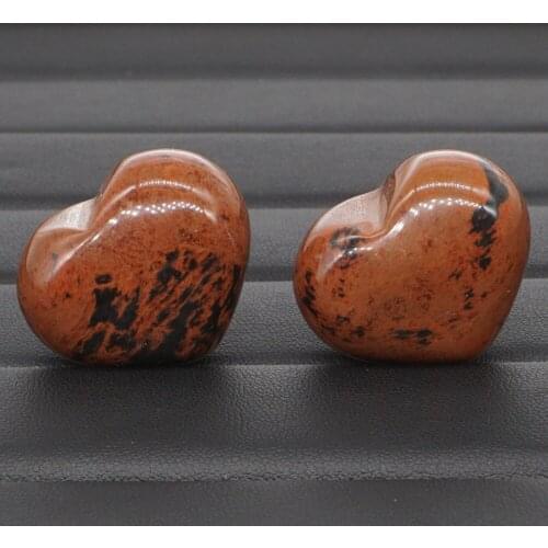 2Pcs Natural Red Mahogany Obsidian Crystal Carved 1.2" Heart Shaped Palm Stone Reiki Healing Love Gemstone Gift