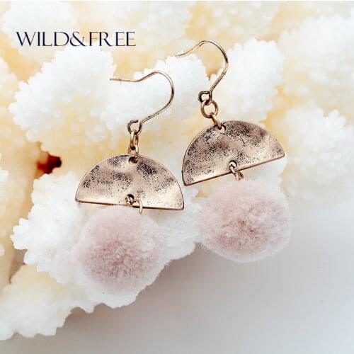 2017 Trendy Round Ball Drop & Dangle Earrings For Women Handmade Delicate Alloy Semicircle Pendant Pompons Earrings Jewelry Gift