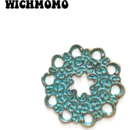 2019 New Fashion 5pieces 32mm Zinc Alloy Green Flowers Earrings Porous Connector Charms Linker for DIY Jewelry Accessories