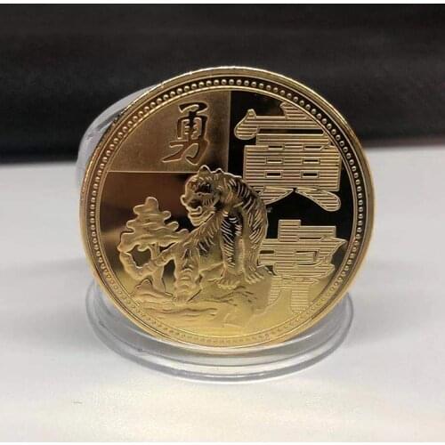 2022 China New Year Tiger Year Original Commemorative Coin Bimetal Collection China Zodiac Tiger Year Coins Decoration Crafts