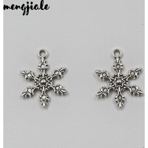 25pcs antique silver tone charms Winter Charms Snowflake Charms for necklace pendant 23*18mm dropshipping