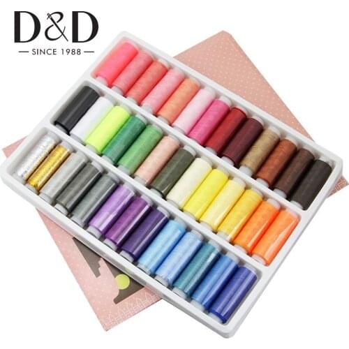 39Pcs Sewing Thread 110 Yards Polyester Thread Spools for Sewing Machine Quilting Overlock Hand Embroidery Thread Sewing Tools