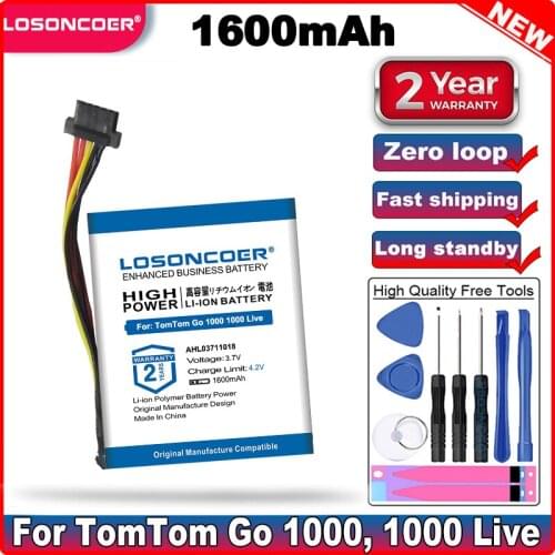 LOSONCOER AHL03711018, VF1C 1600mAh Battery for TomTom Go 1000, 1000 Live, 1005, 2405M, 2405T, Go Live 2050, 2050 World 4CQ02
