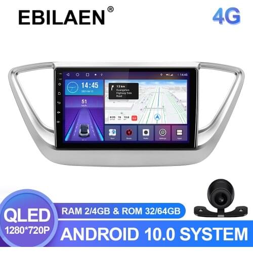 EBILAEN Car Multimedia player For Hyundai Solaris Verna 2017-2020 Android 10.0 Autoradio GPS Navigation Radio Camera Headunit