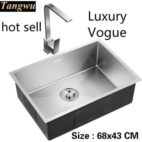 Free shipping Household vogue kitchen manual sink single trough do the dishes 304 stainless steel hot sell 68x43 CM