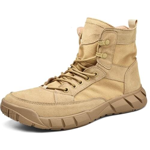 Winter High Top Cow Suede Men Desert Boots Youth Trend Lace Up Hard Wearing Round Toe Flat Heel Unisex Work Shoes