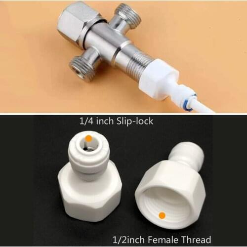 Pipe Quick Connector1/2'' Inner Thread to 1/4'' OD Hose Reverse Osmosis Aquarium Quick Fitting RO Water Pipe Coupling Connector