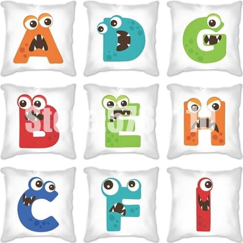 Cushion Cover Nordic Decoration 26 monster English letters Pillowcase Sofa Bed Decorative Throw Pillow Cover Short Plush 45x45cm