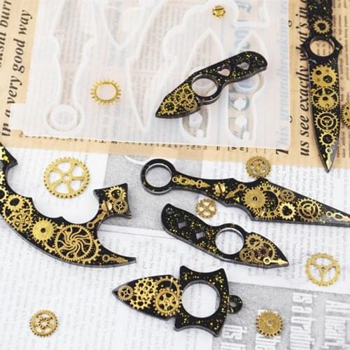 DIY Keychain Resin Mold Silicone Anti-Wolf Ninja finger sleeve knife Epoxy Casting Silicone Mould