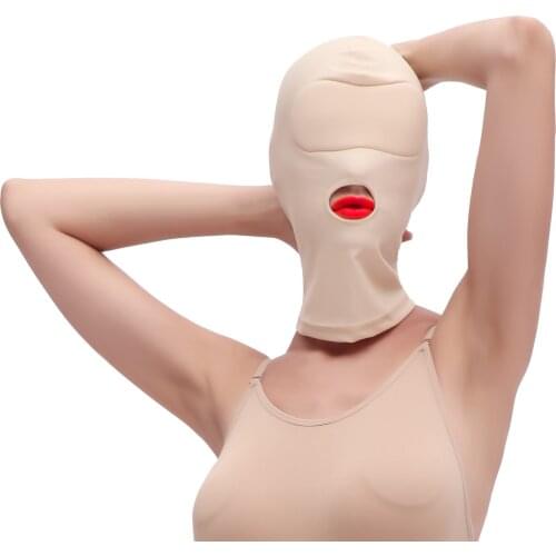 Fetish 4 Style Erotic Mask Hood Sexy Lingerie Open Mouth Eye Mask BDSM Headgear Cosplay Slave Bondage Intimate Dropshipping