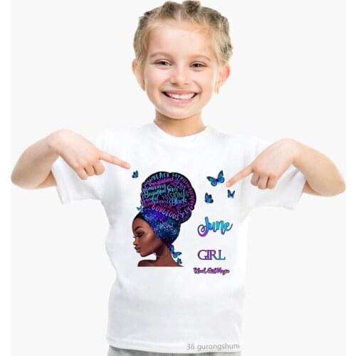 June Black Girl Magic Birthday Gift Graphic Print T Shirts Girls Clothes Children Clothing Vogue T-Shirt Streetwear Harajuku