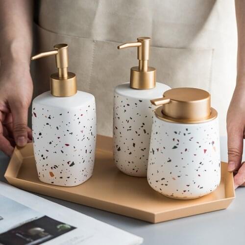 Ceramics Lotion Pump Bottle Bathroom Manual Pressure Liquid Soap Dispenser Shower Gel Holder Hand Sanitizer Shampoo Container