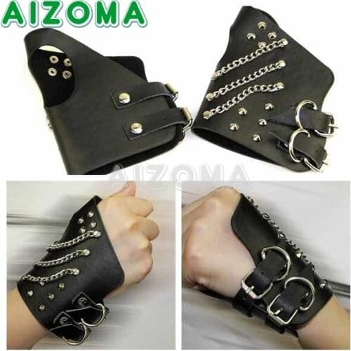 Cool Punk Glove Mens Biker Stud Chain Motorcycles Cycling Glove Adjustable Strip Universal Road Bike Sports Bicycle Protector